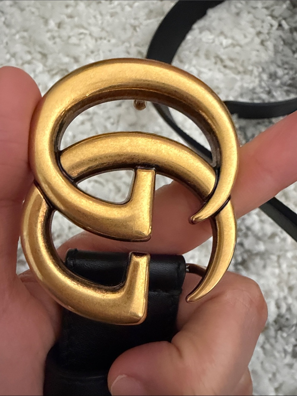 Gucci Black Leather Belt with Gold Double G Buckle - Picture 5 of 5